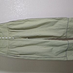 Free People Green Striped Wide-Leg Pants